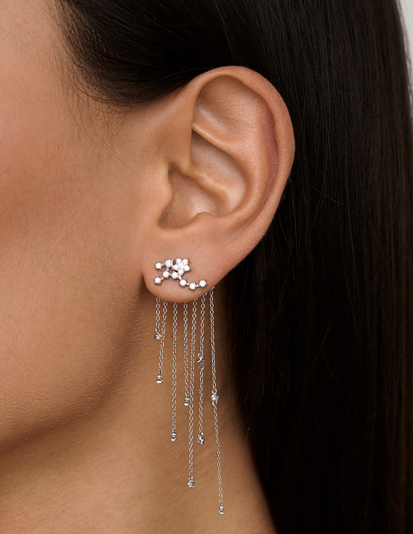 Серьги серебро 925 серебряные гвоздики длинные звезды Miestilo