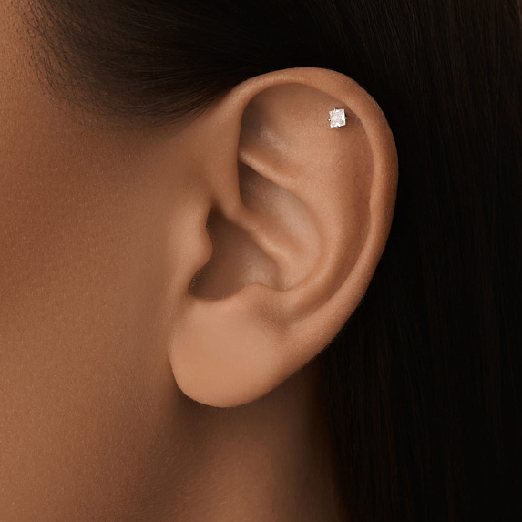 Серебряный пирсинг с фианитом  Miestilo