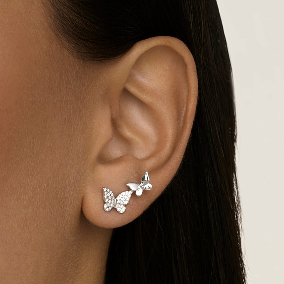 Серьги серебро 925 серебряные гвоздики женские бабочки Miestilo