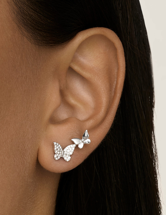 Серьги серебро 925 серебряные гвоздики женские бабочки Miestilo