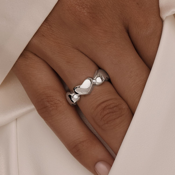 Серебряное кольцо сердца Miestilo
