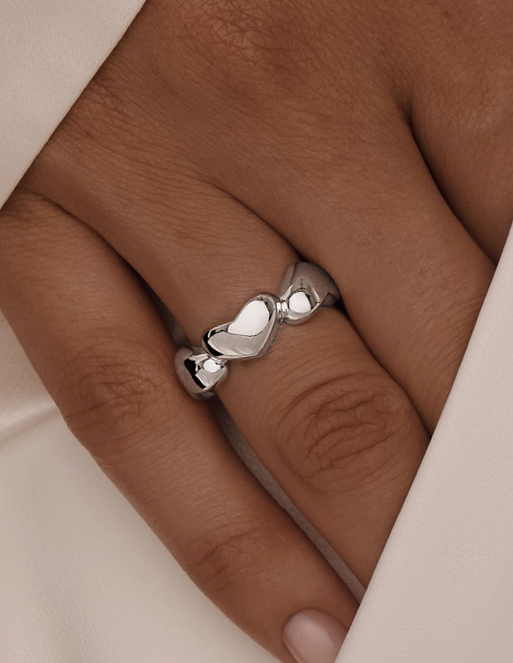 Серебряное кольцо сердца Miestilo