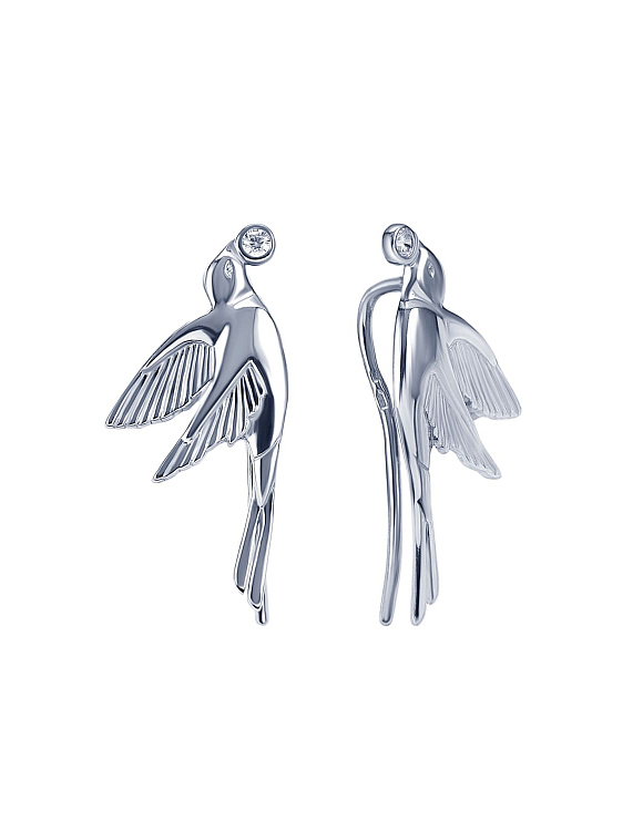Серьги серебро 925 серебряные клаймберы птички Miestilo  2