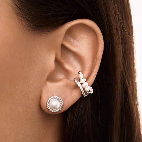 Серьги серебро 925 гвоздики серебряные жемчуг Miestilo