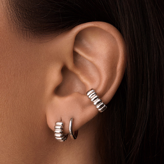 Серьги конго серебро 925 серебряные дутые Miestilo