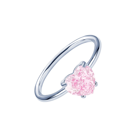 Серебряное кольцо Simone с розовым сердцем Miestilo