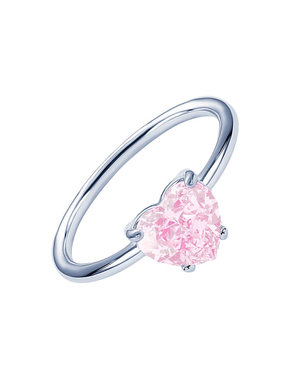 Серебряное кольцо Simone с розовым сердцем Miestilo  2
