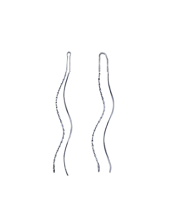 Серьги серебро 925 протяжки длинные Miestilo  2