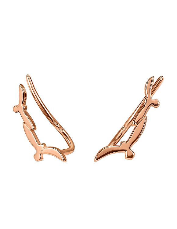 Серьги серебро 925 позолоченные клаймберы птички Miestilo  2