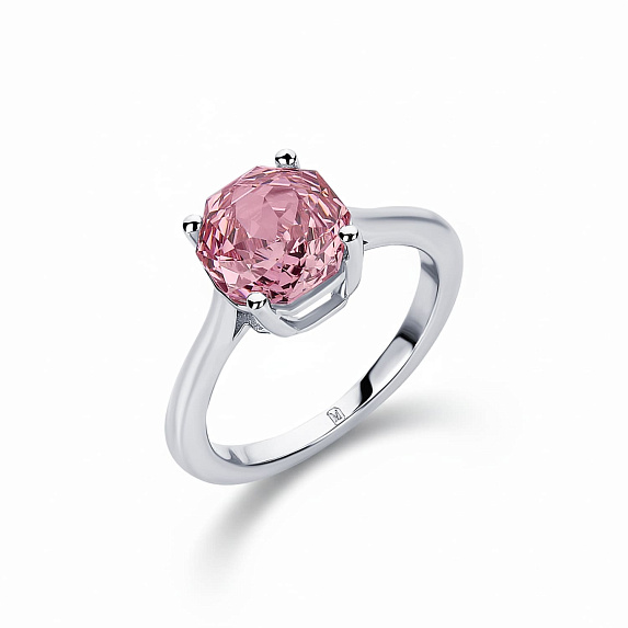 Серебряное кольцо с фианитом в огранке роза Miestilo