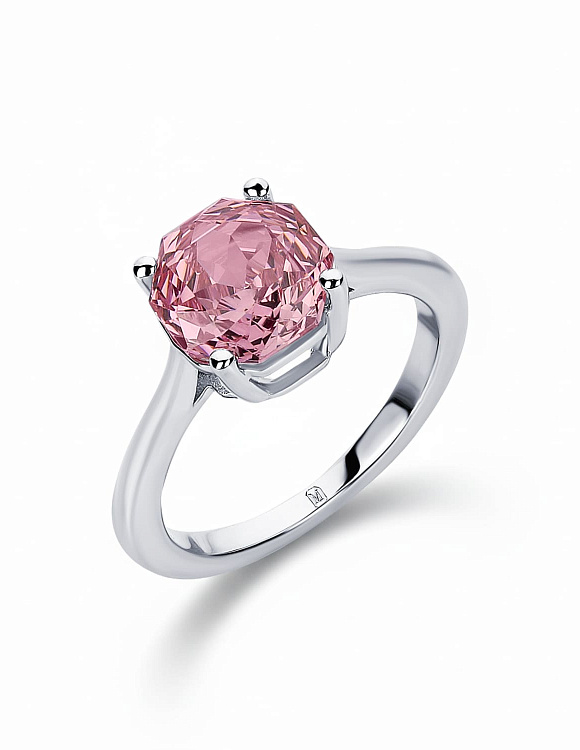 Серебряное кольцо с фианитом в огранке роза Miestilo  2