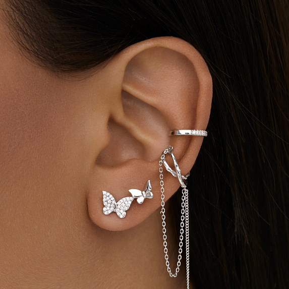 Серьги серебро 925 серебряные гвоздики женские бабочки Miestilo