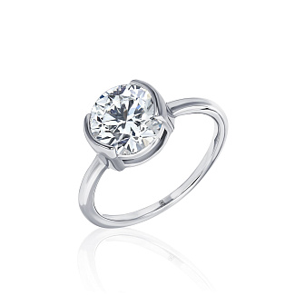 Серебряное кольцо-солитер с круглым фианитом MIESTILO Miestilo