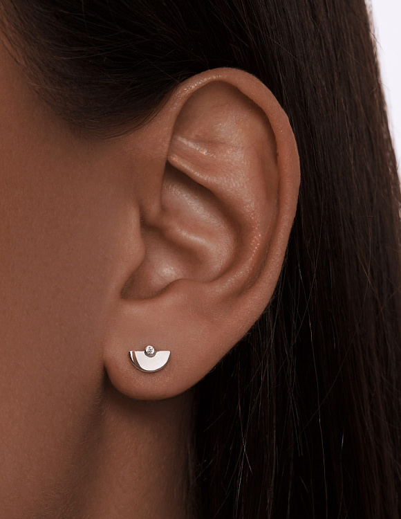 Серебряные серьги гвоздики с фианитами полусфера Miestilo