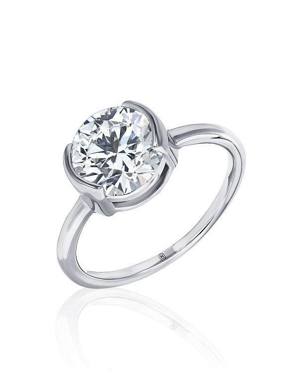 Серебряное кольцо-солитер с круглым фианитом MIESTILO Miestilo  2