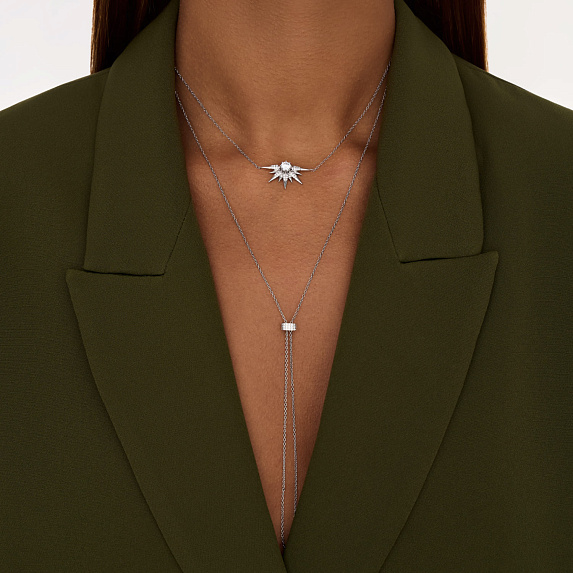Серебряное колье с фианитами Miestilo