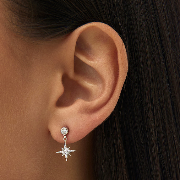 Серьги серебро 925 серебряные гвоздики женские звезды Miestilo