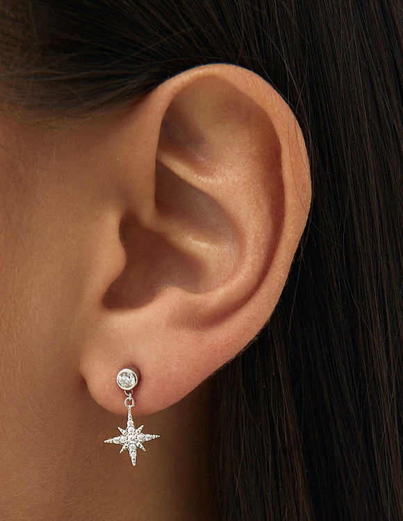 Серьги серебро 925 серебряные гвоздики женские звезды Miestilo