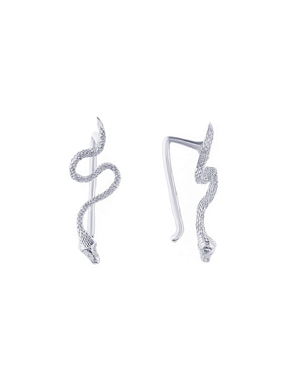 Серьги клаймберы серебро 925 змеи без застежки Miestilo  2
