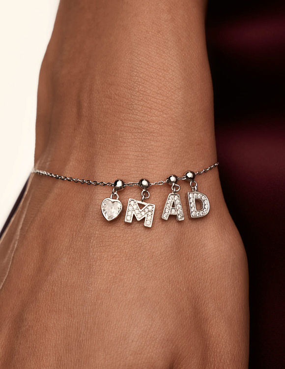 Серебряный шарм с фианитами буква А Miestilo