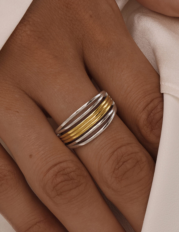 Серебряное кольцо биколор Miestilo