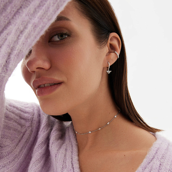 Серьги серебро 925 серебряные круглые бабочки Miestilo