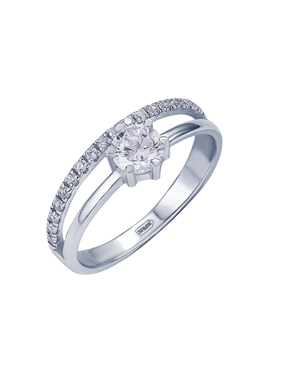 Кольцо серебро 925 ювелирное с камнем двойное Miestilo  2