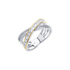 Серебряное кольцо биколор с фианитами Miestilo