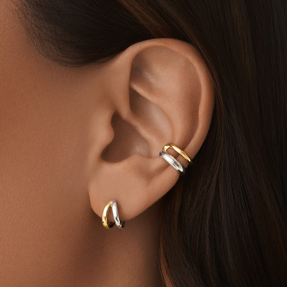 Серьги кольца из серебра Биколор Miestilo