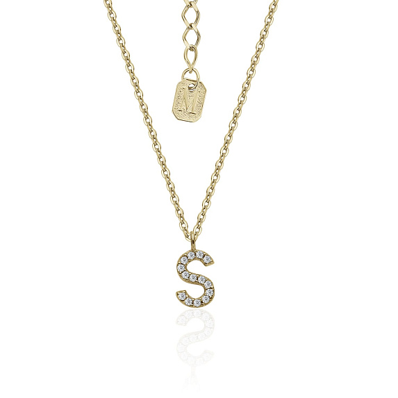 Серебряное колье  в покрытии желтое золото  с буквой S MIESTILO Miestilo