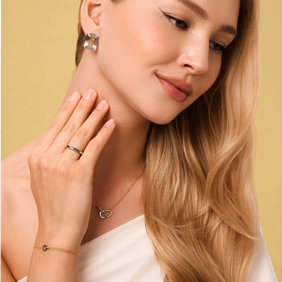 Серебряный браслет биколор с кольцом Miestilo