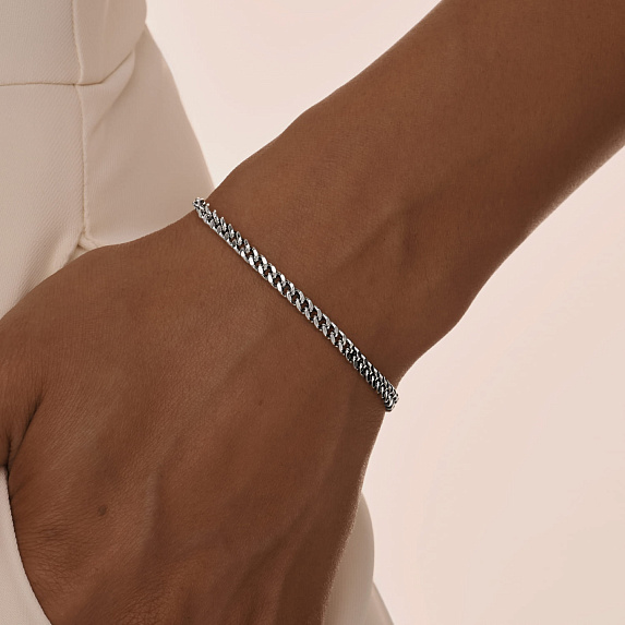 Серебряный браслет с панцерным и квадратным летениями Miestilo