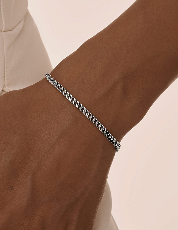 Серебряный браслет с панцерным и квадратным летениями Miestilo