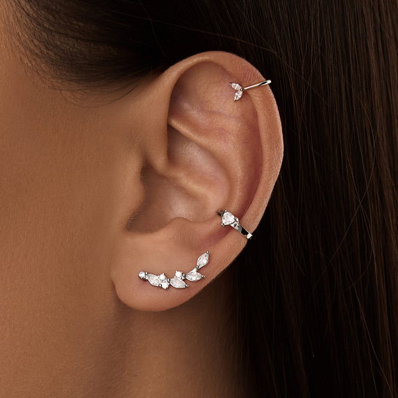 Серьга кафф серебро 925 моносерьга серебряная одиночная Miestilo