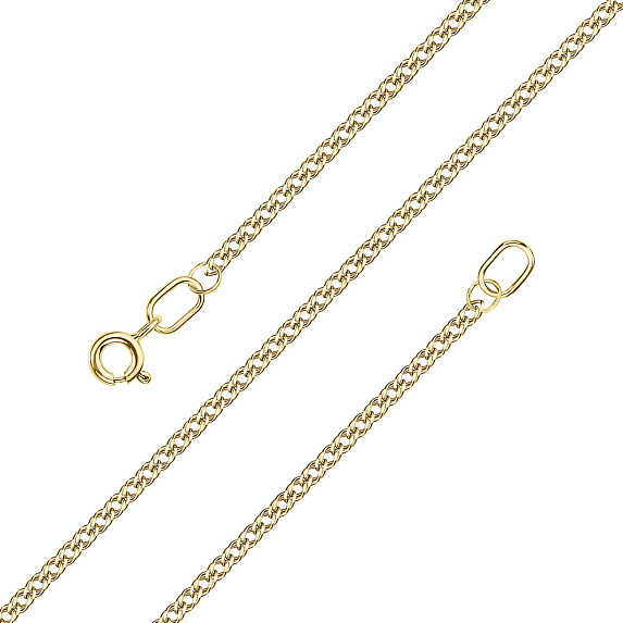 Серебряная цепь позолоченная Ромб двойной граненый ширина плетения 1,9 мм D проволоки 0,35 мм Miestilo