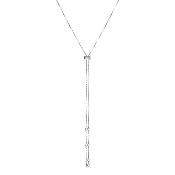 Серебряное колье-галстук с фианитами Miestilo