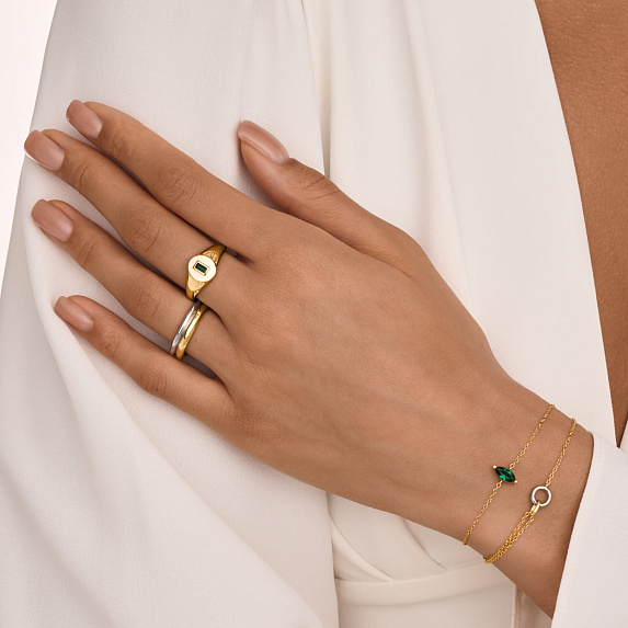 Серебряный браслет биколор с кольцом Miestilo