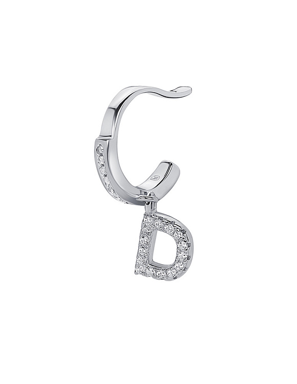 Серьга кафф серебро 925 моносерьга серебряная с буквой D Miestilo  2