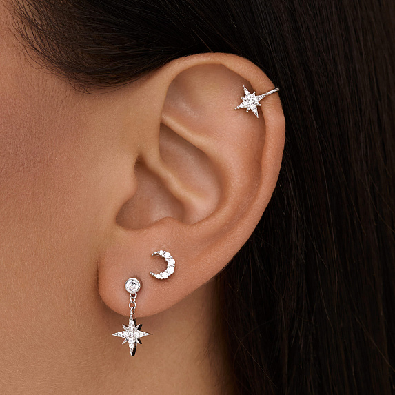 Серьги серебро 925 серебряные гвоздики луна Miestilo