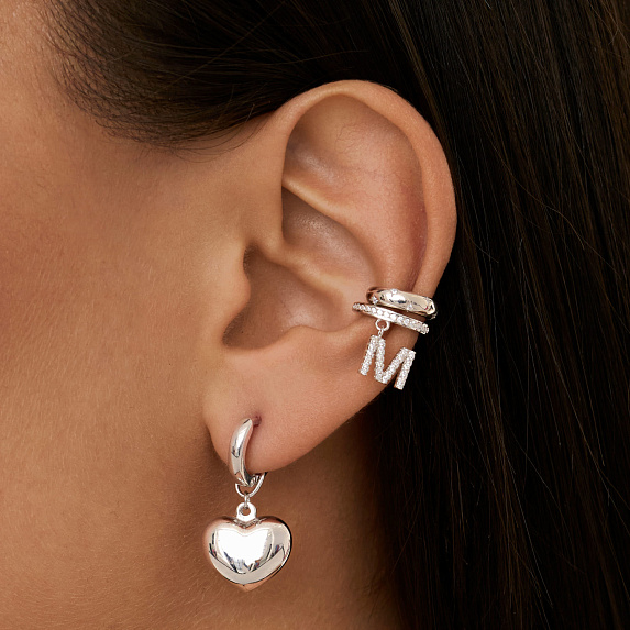 Серьги конго серебро 925 трансформеры сердечки Miestilo