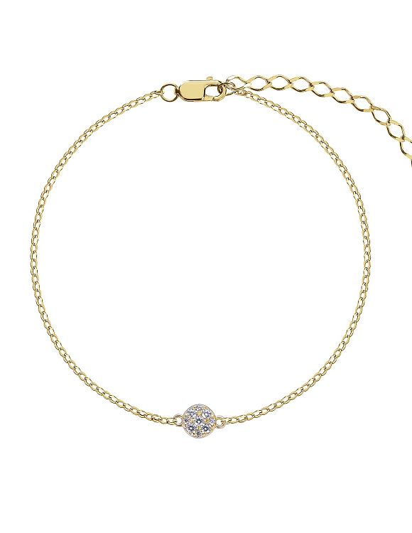 Браслет на руку серебро 925 ювелирный круглый в позолоте Miestilo