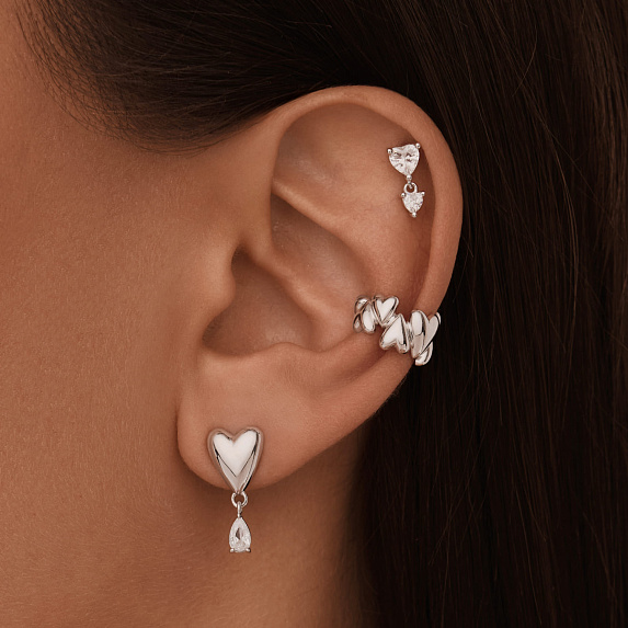 Серебряный кафф сердца MIESTILO Miestilo