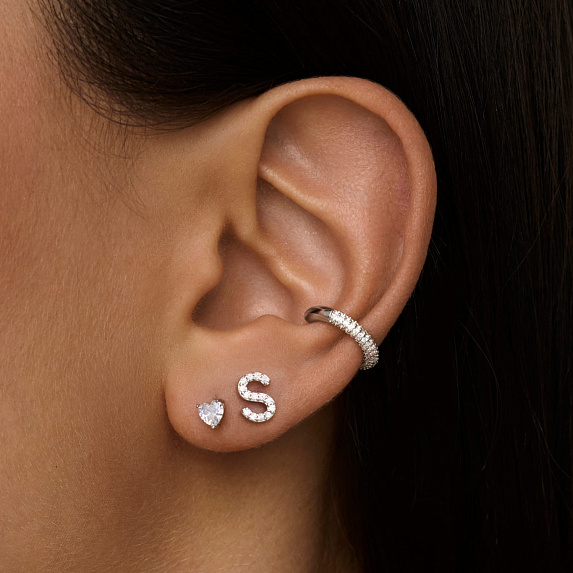 Моносерьга серебро 925 гвоздик c буквой S Miestilo