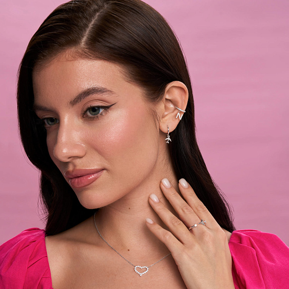 Серебряные серьги кольца самолет Miestilo