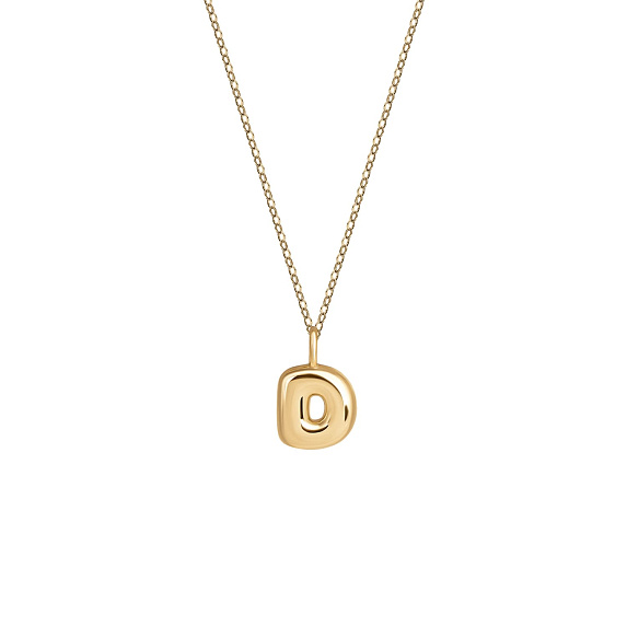Серебряное колье позолоченое с буквой D bubble small Miestilo