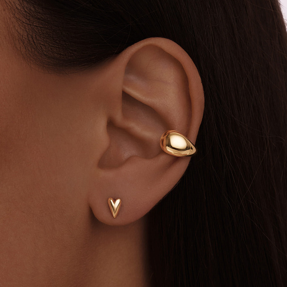 Серьги гвоздики серебро 925 женские сердечки в позолоте Miestilo