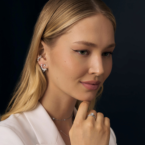 Серебряная моносерьга буква I Miestilo