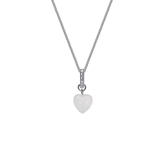 Серебряное колье с подвеской из натурального лунного камня и фианитов Miestilo