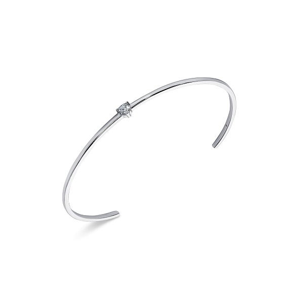 Серебряный жесткий браслет с фианитом Miestilo