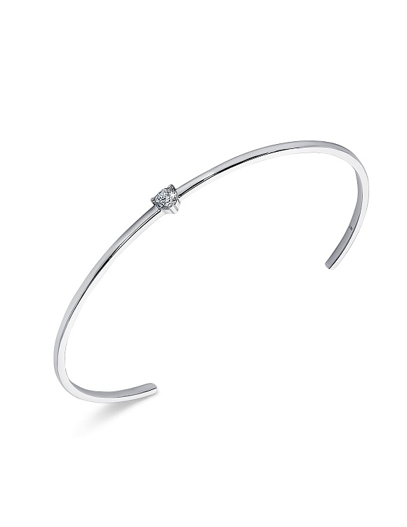 Серебряный жесткий браслет с фианитом Miestilo  2